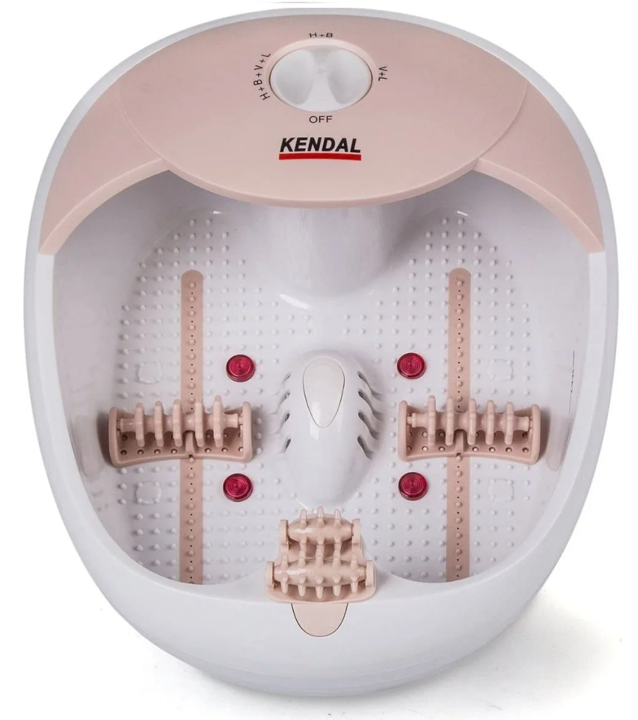 Kendal All in one foot spa bath massager with heat, HF vibration, O2 bubbles red light Pink